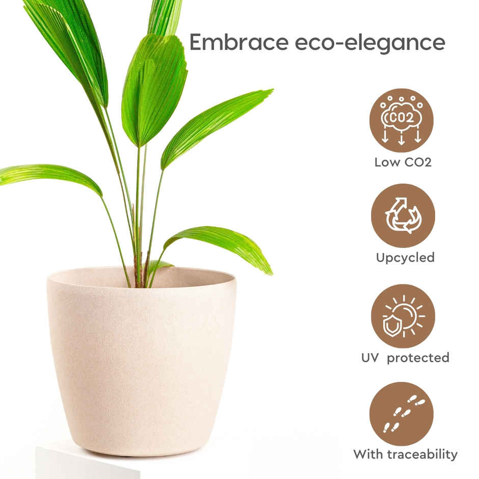 Eha Earth Friendly Deco Self-Watering Planters 9 Inch, 2pcs, Sandcastle | Bamboo Based,UV Protected
