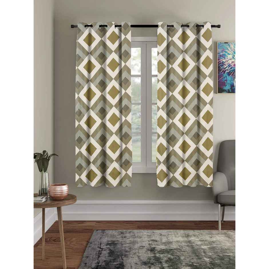 BAY6 Polyester Window Curtains - Set of 2 - (5x4 ft) - Dark Green
