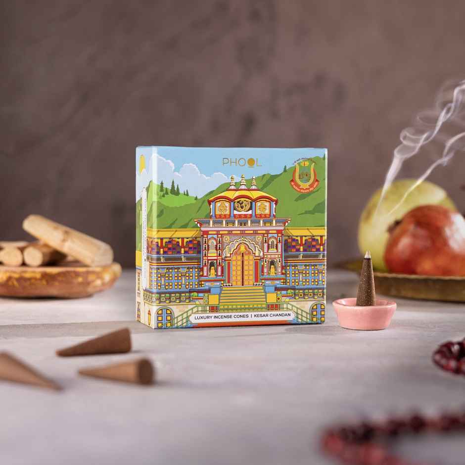 Badrinath Kesar Chandan Dhoop Cones | Made From Temple Flowers | Phool