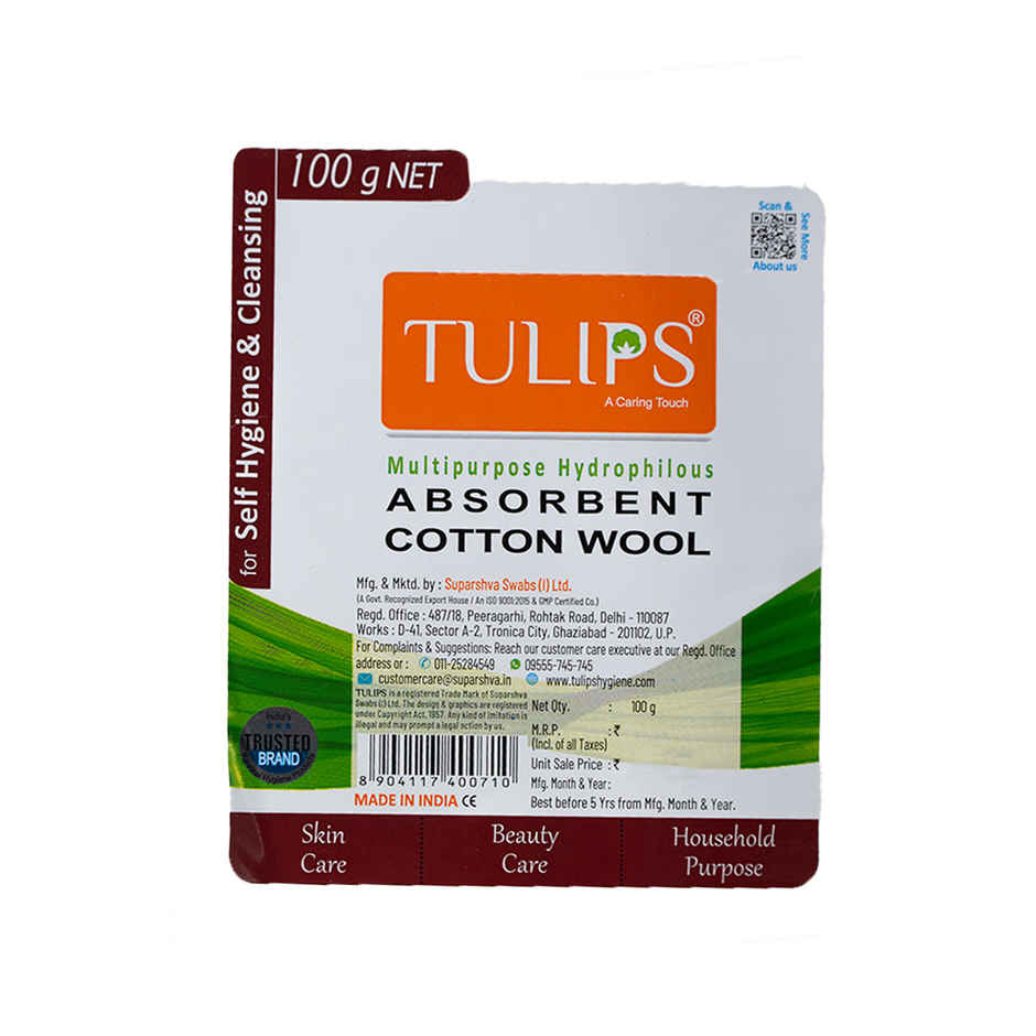 Tulips Absorbent Cotton Wool | Sheet Roll