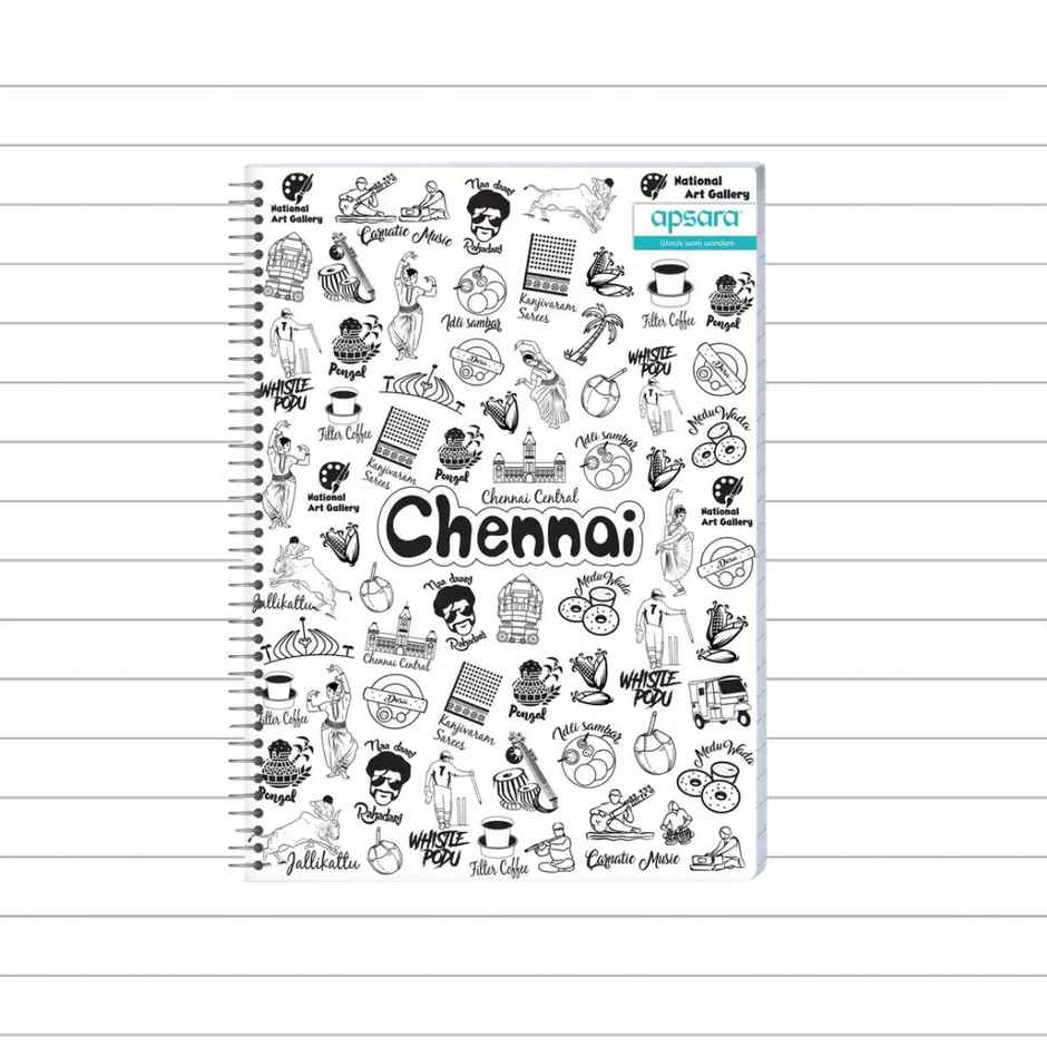 Apsara Spiral Bound 6 Subject Single Line Notebook 60gsm (27 x 20 cm, 302 Pages, Covers May Differ)