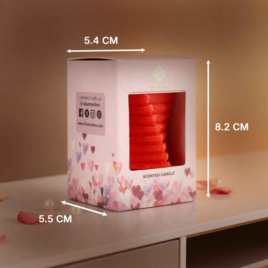 Ekam Crimson Kiss Heart Pillar Candle