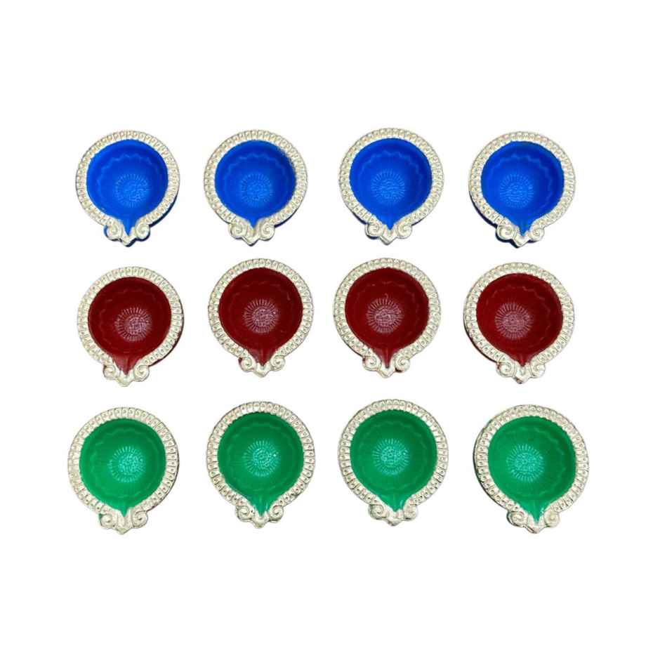 Multicolor Kanak Diya | Pack Of 12 | Designer Clay Diya | DiaCraft