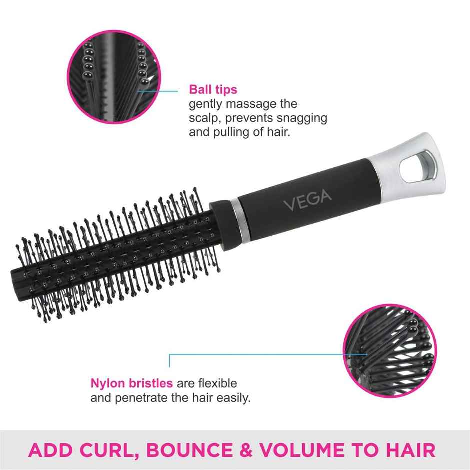 VEGA Mini Round Hair Brush For Adding Curls | Volume & Waves In Hair| Men And Women (R6-Rb)