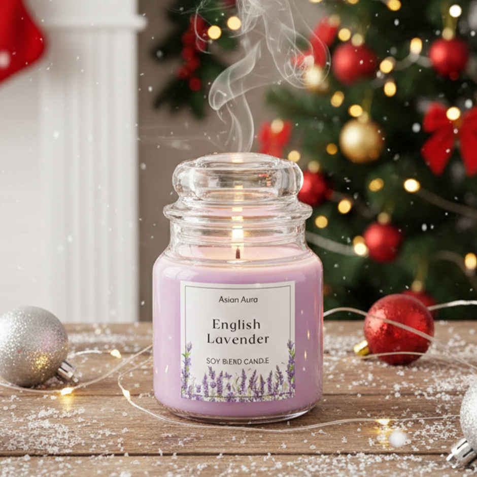 Scented Jar Candle | English Lavender | Fragranced 70G Wax | Asian Aura