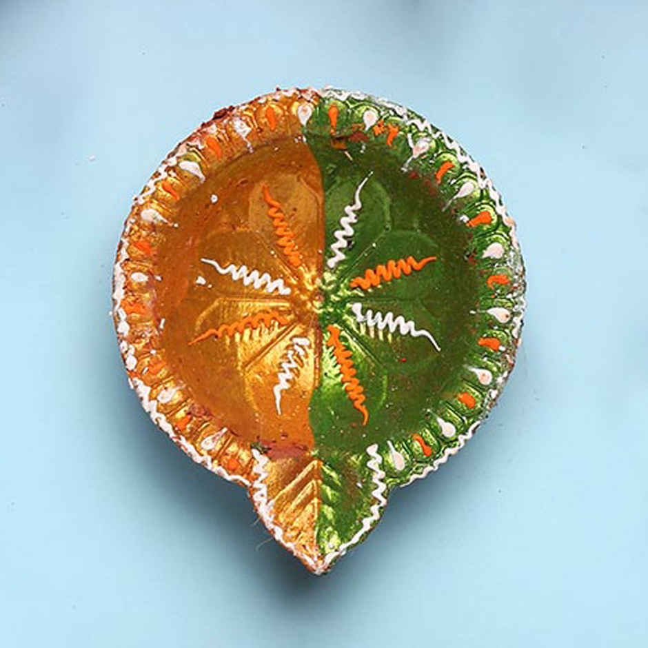 In Flower Decorative Clay Diya | Set of 4 | Designer Diya | Shruti Creations