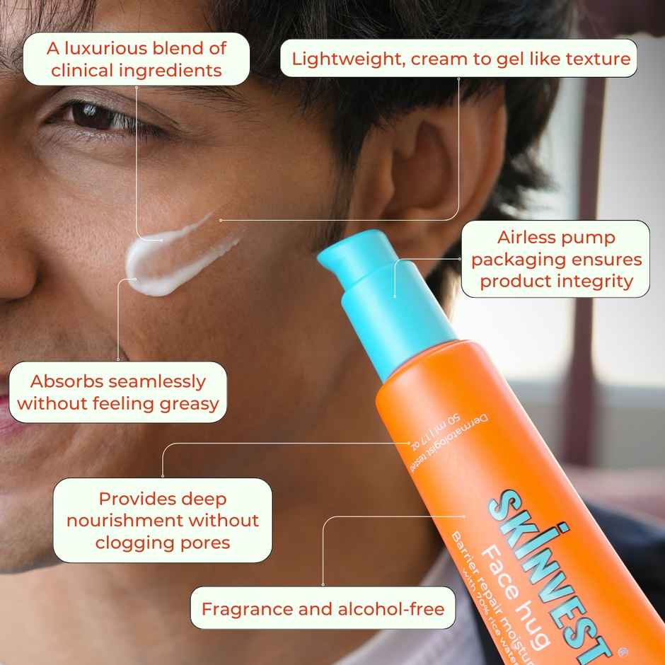 Skinvest Face Hug Face Moisturiser | For All Skin Type | Barrier Repair Moisturizer-70% Rice Water