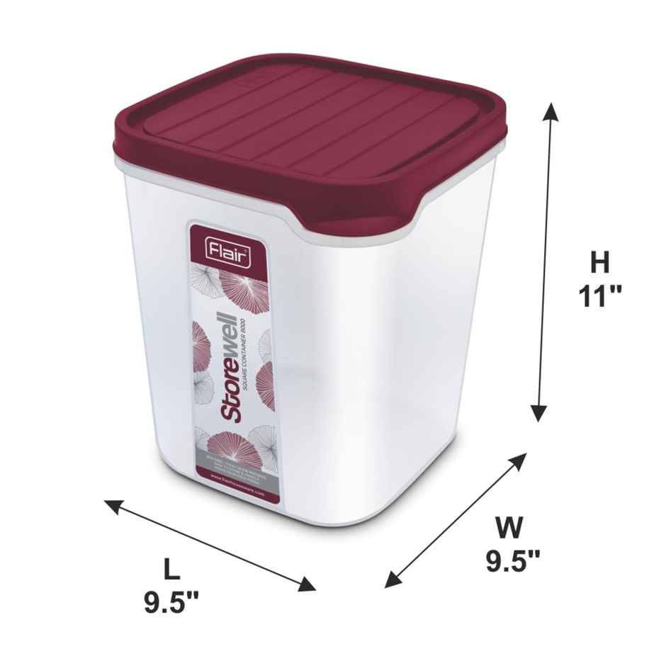 Flair Plastic Storewell Food Storage Container | BPA Free | For Spices-Grains | Maroon - 12000 ml