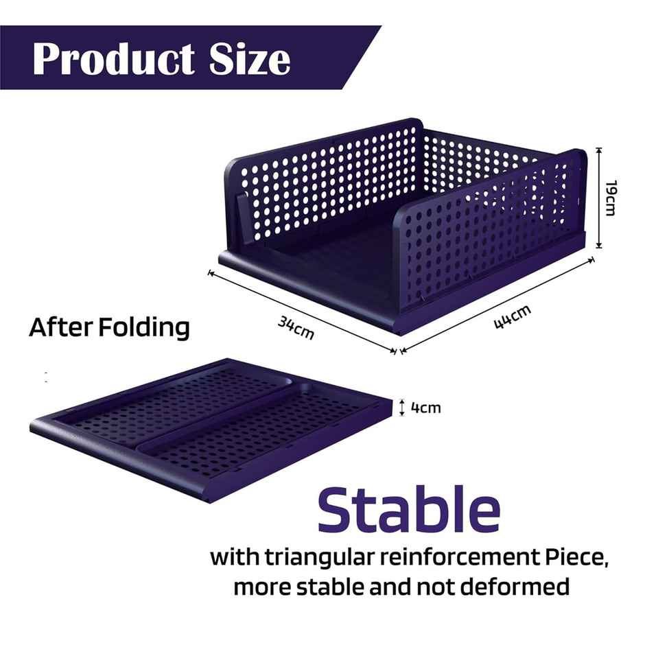 Kuber Industries Pack of 4 Plastic Storage Wardrobe Organizer for Almirah | Large | Blue