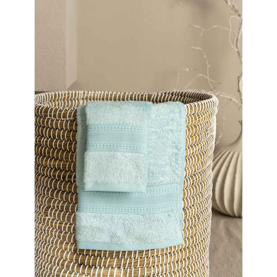 DDECOR Ecofriendly 70% Bamboo 30% Cotton Super Soft 650 GSM Solid Sustainable Hand Towel - Blue