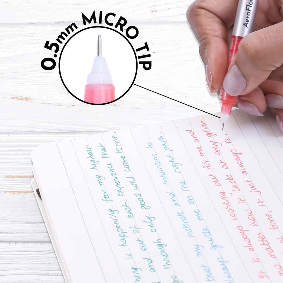 Brustro Aeroflow Coloured Micro | Tip Roller Ball Pen | Tip Size - 0.5 Mm | Set Of 8