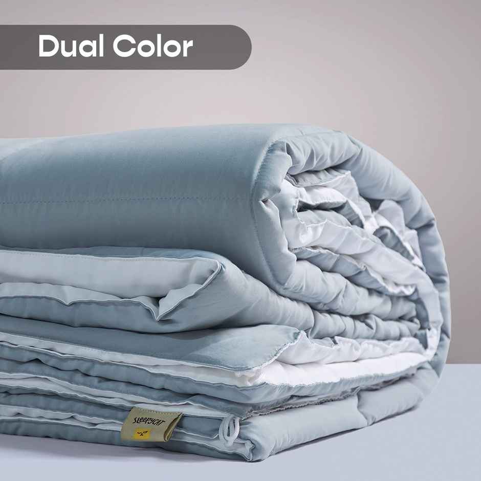 Sleepycat All Season Reversible Comforter-Rhino Grey & Coconut White (Double Size, 90 x 100 Inches)