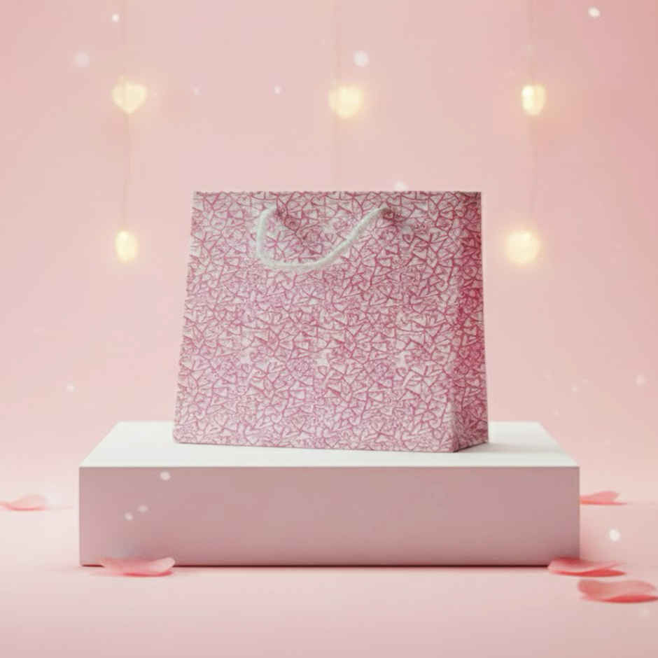 Pink Line Heart Gift Bag | 16 x 12 inch | Mad Over Prints