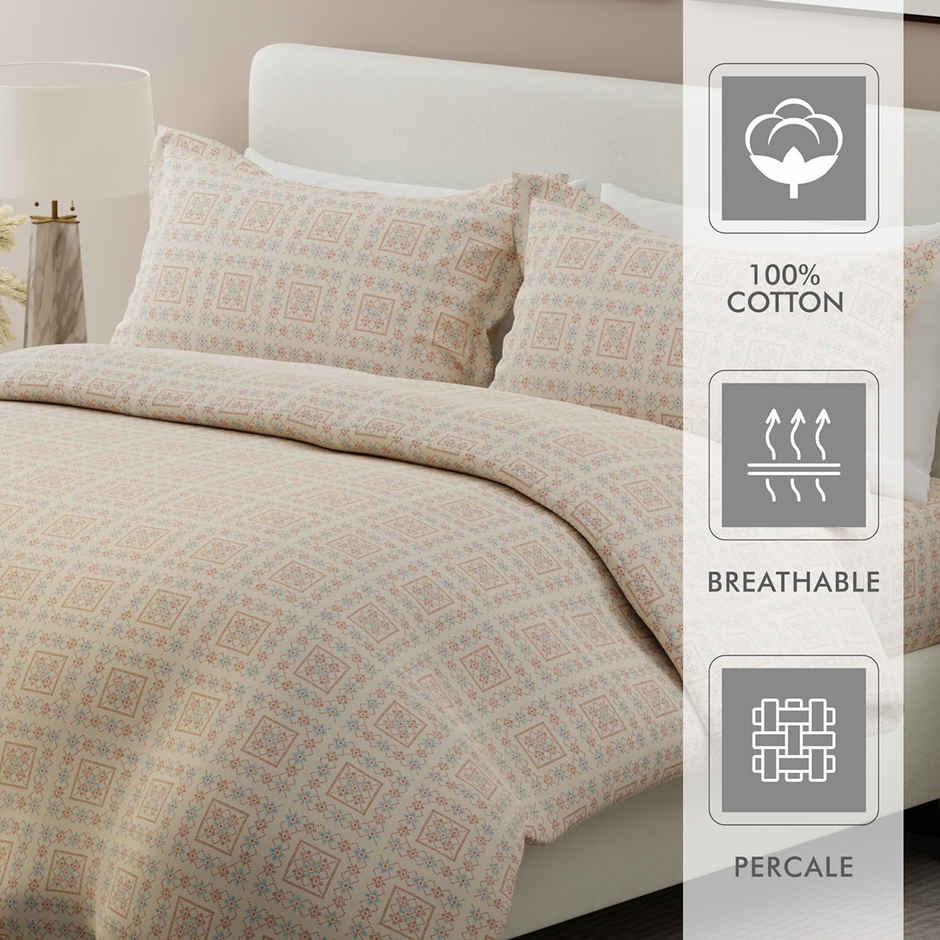 Boutique Living Geo Art (Cottage Garden) 100% Cotton 300 TC King Bedsheet with 2 Pillow Covers