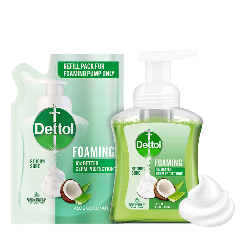 Dettol Aloe Coconut Foaming Hand Wash | Pump and Refill Combo