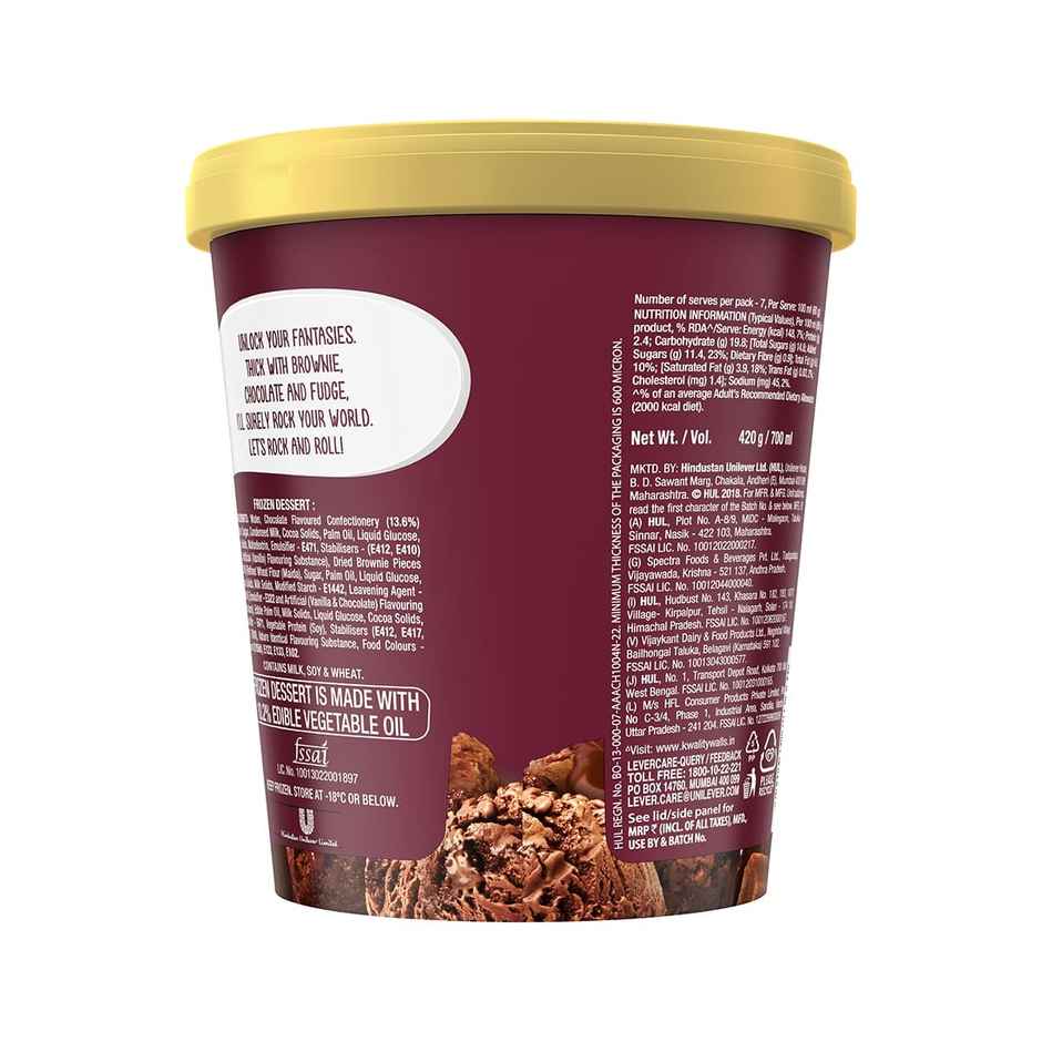 Kwality Wall's Choco Brownie Fudge Tub | Creamy & Indulgent