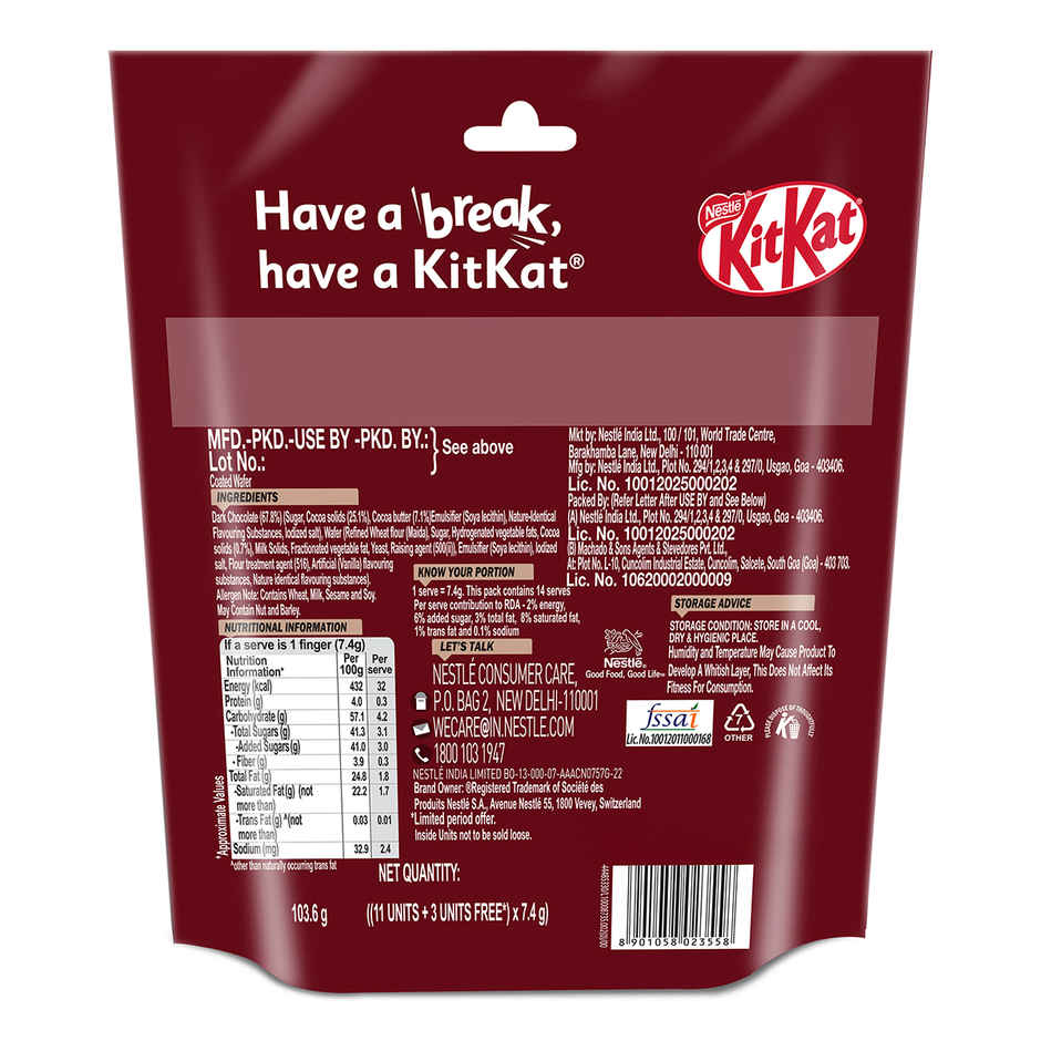 Kit-Kat Dark Minis | Sharebag | Intense Dark Chocolate Coated Wafers