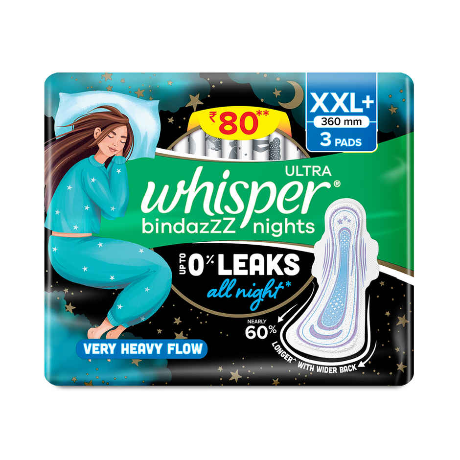 Whisper Bindazzz Nights Sanitary Pads | XXL+
