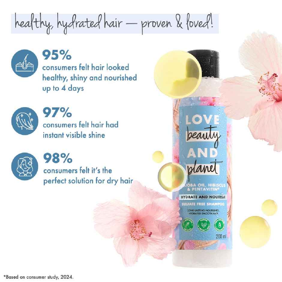Love Beauty & Planet Jojoba Oil | Hibiscus & Pentavitin Hydrate & Nourish Shampoo