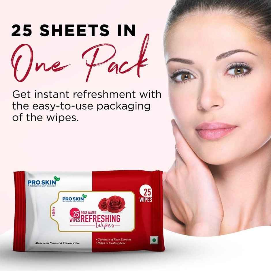 Pro Skin Refreshng Wipes Mint N Aloe(25pc) & Pro Skin Refreshing Wipes Rose Water(25pc) Combo
