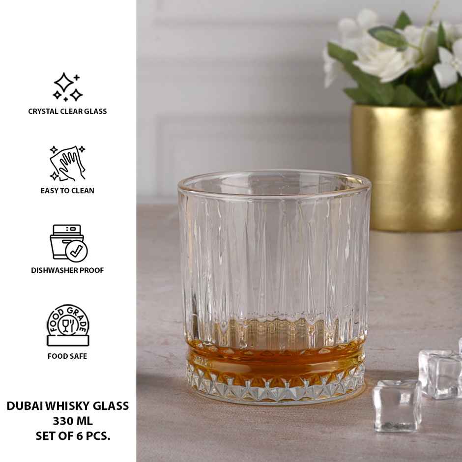 Skb1518 Dubai Whisky Glass | Set of 6 Pcs | 330 ml | Sanjeev Kapoor