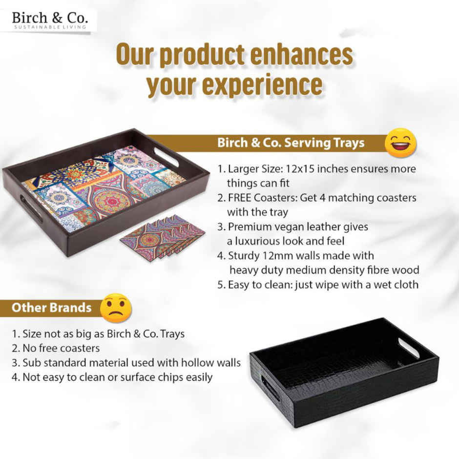 Birch & Co. Serving Tray - Mandala With Four Free Matching Coasters