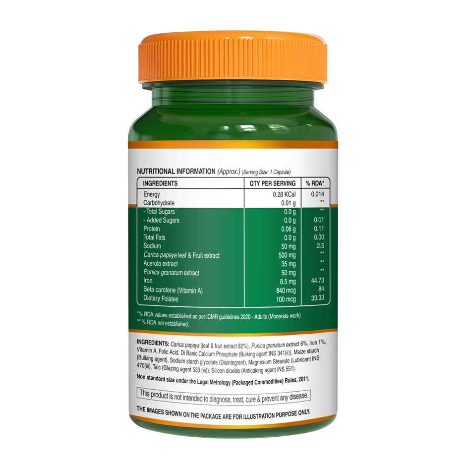 Pure Nutrition Papaya Leaf & Fruit Extract Supplement 60 VEG Capsules With Vitamin C