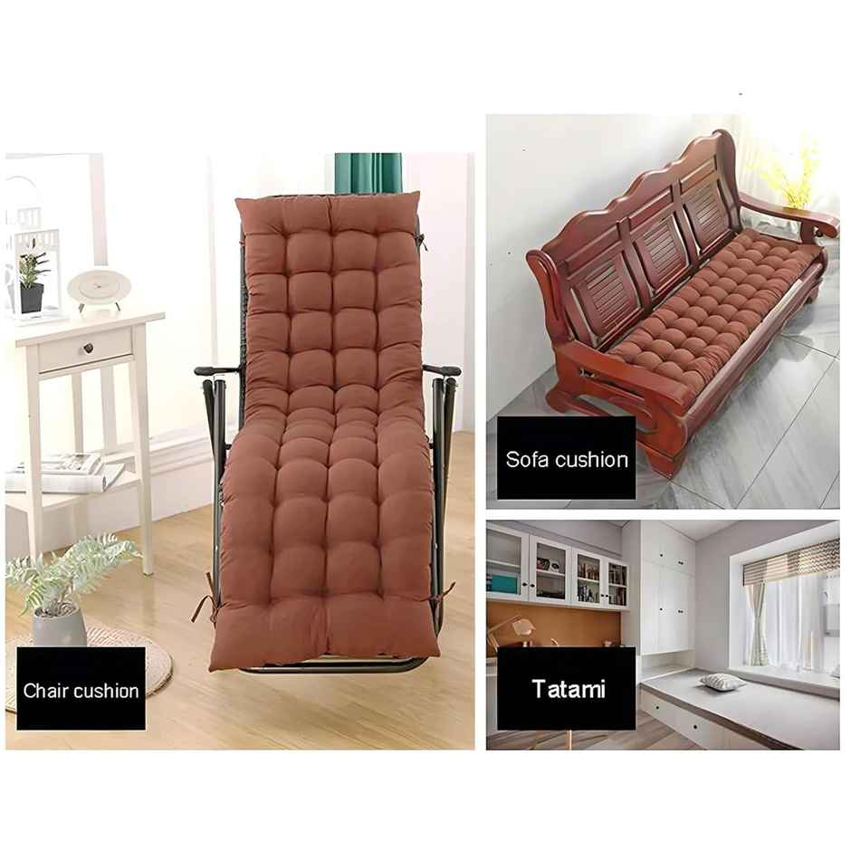 Kuber Industries Microfiber Long Quilted Chair Cushion | Back Rest Pillow | 45x91 CM | Brown