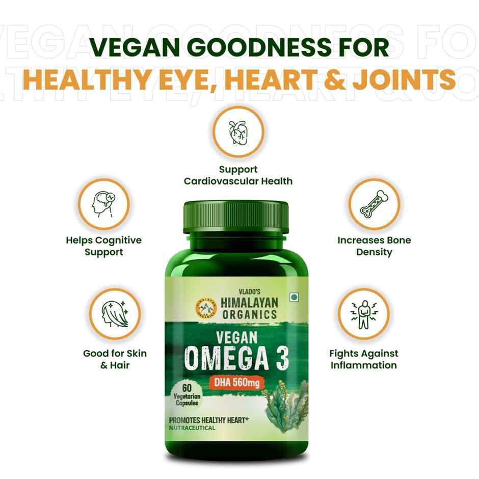 Himalayan Organics VeGan Omega 3 with DHA 60 VEG capsules