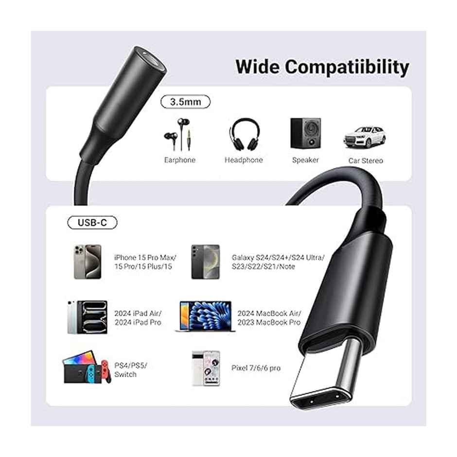 Ailkin Type-C to 3.5mm Audio Jack Connector|Adapter|DAC for Type-C Phones Headphones Converter|Grey