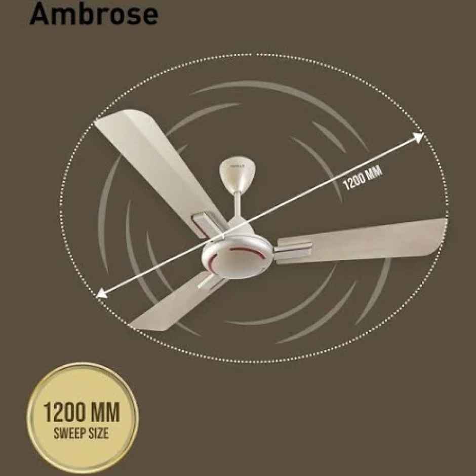 Havells Ambrose ES Ceiling Fan, 1200mm, Energy Saving, 100% Pure Copper Motor, Gold Mist Wood