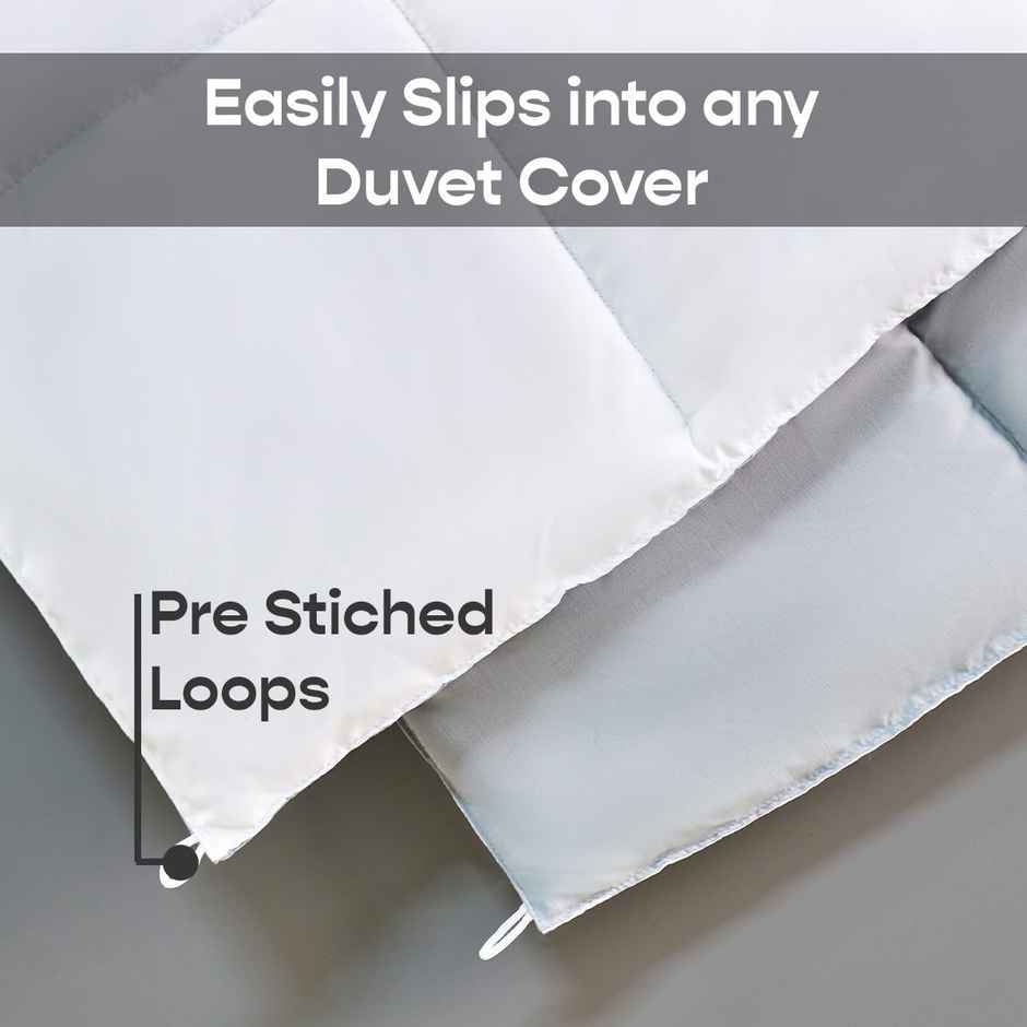 Sleepycat All Season Reversible Comforter-Rhino Grey & Coconut White (Double Size, 90 x 100 Inches)