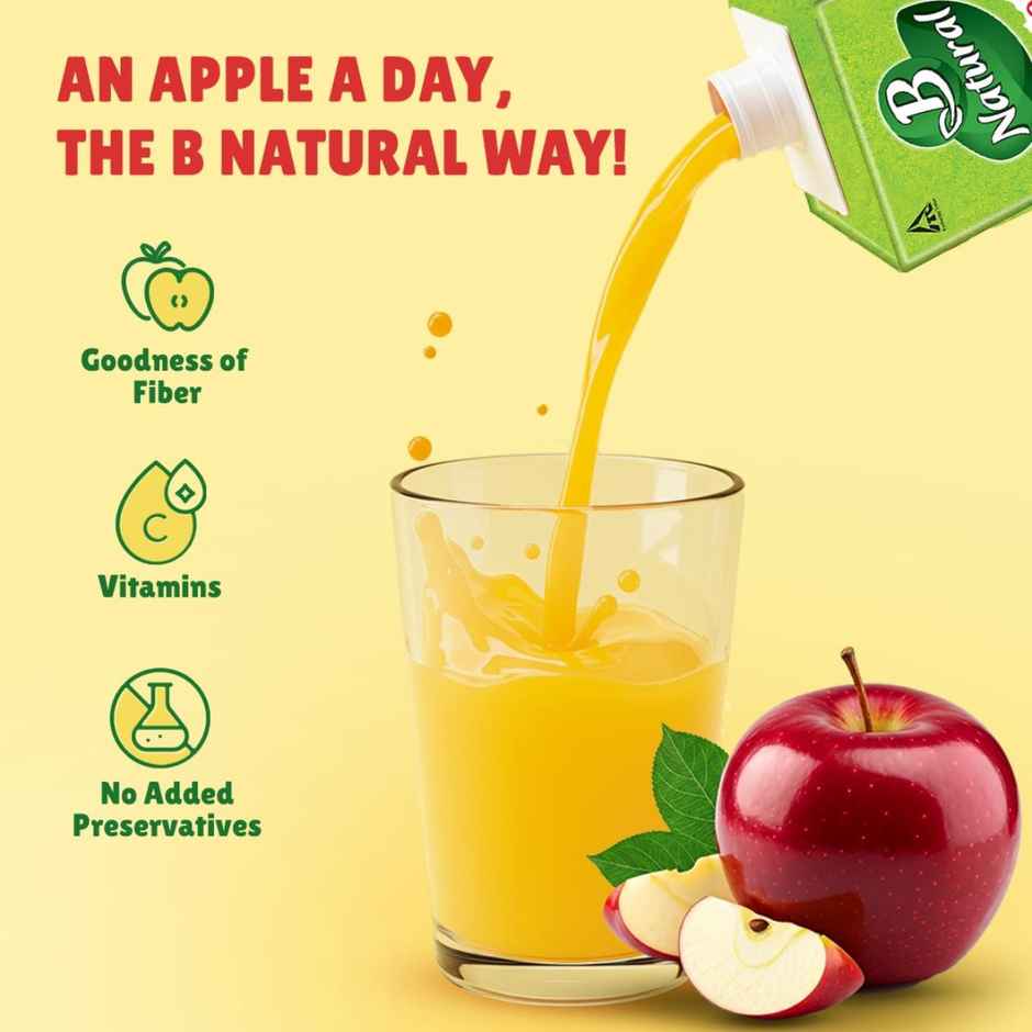 B Natural Apple Juice, 100% Pulp, No Concentrate