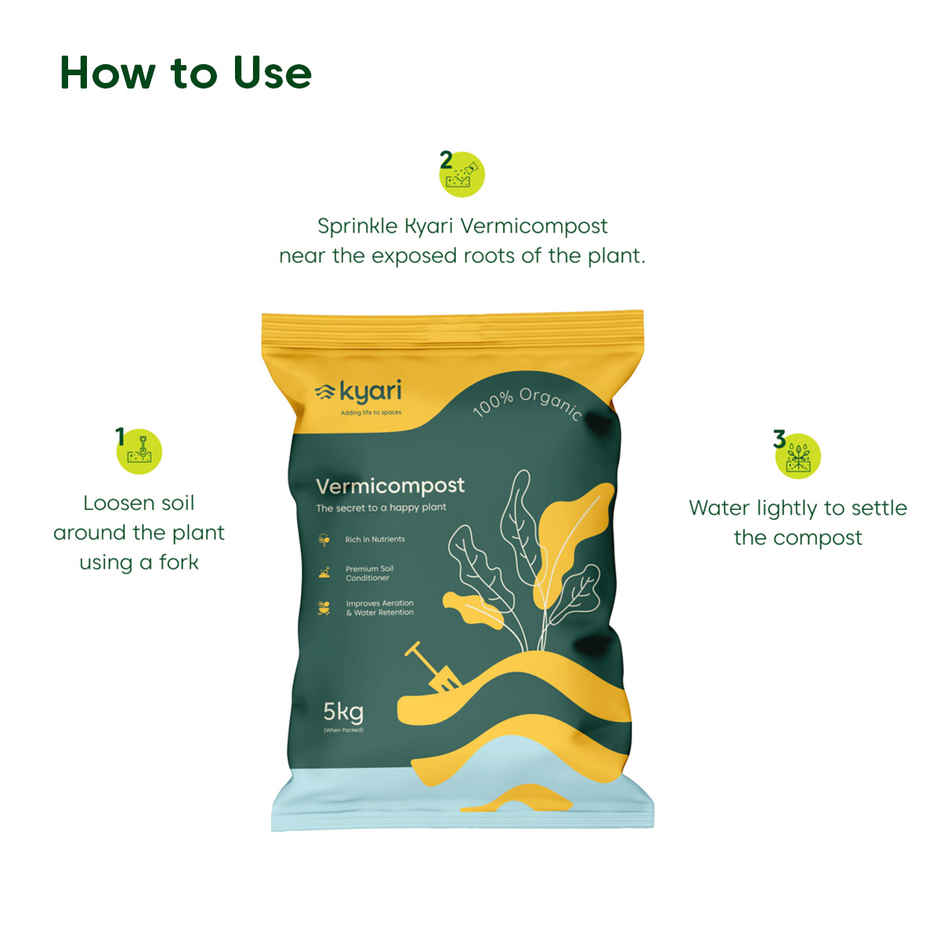 Kyari Vermicompost For Plants | Organic Fertilizer and Manure |5 kg | Garden Accessory