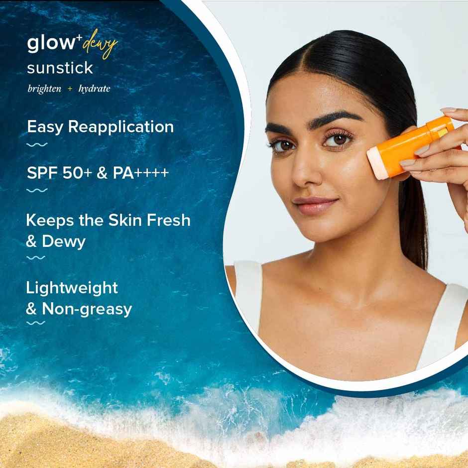 Aqualogica Glow+ Dewy Sunstick with SPF 50+ & PA++++ for Easy Reapplication & No White Cast Color