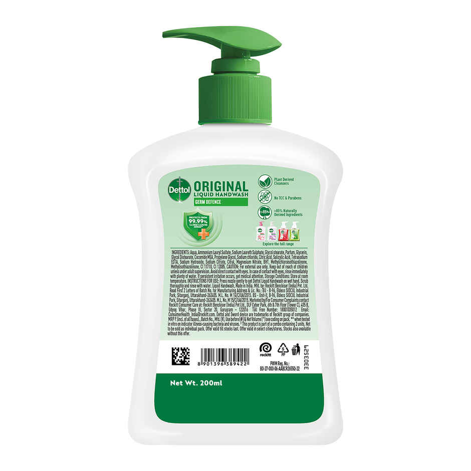 Dettol Original Liquid Hand Wash Pump | 99.99% Germ Protection