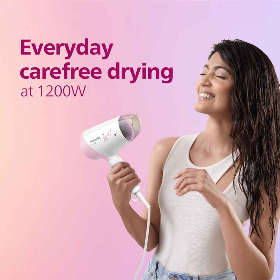 Philips India's No.1 Hair Styling Brand-Foldable Hair Dryer 1200W|HP8120 Pink,White|For Indian Hair