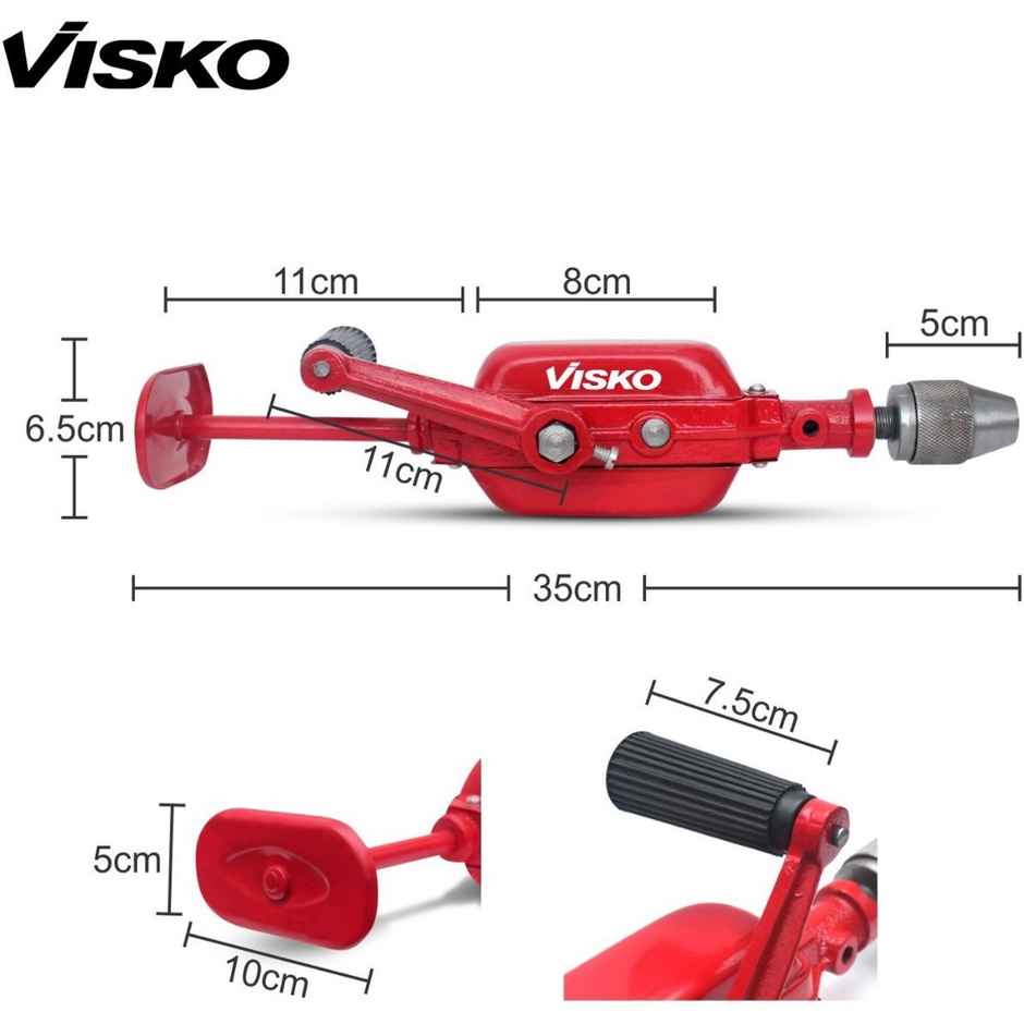Visko 225 Steel 1/2 Breast Drill Machine (Red) 225 Hammer Drill | 55 Mm Chuck Size | 0 W