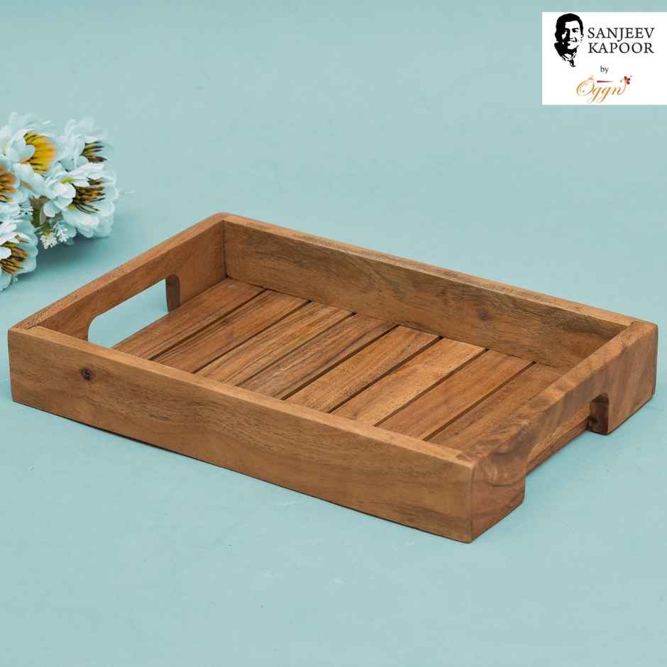 Sanjeev Kapoor by Oggn Wooden Jali Plain Tray 14x9