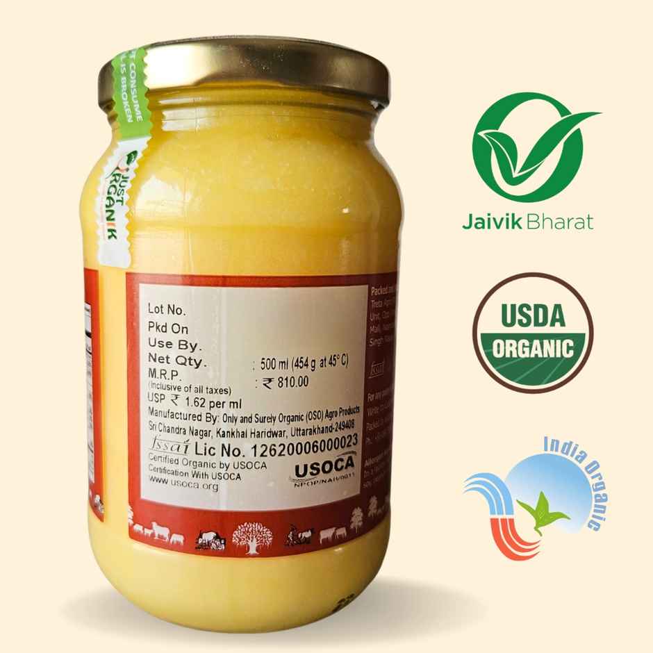 Just Organik Organic Cow Desi Ghee | Tuppa