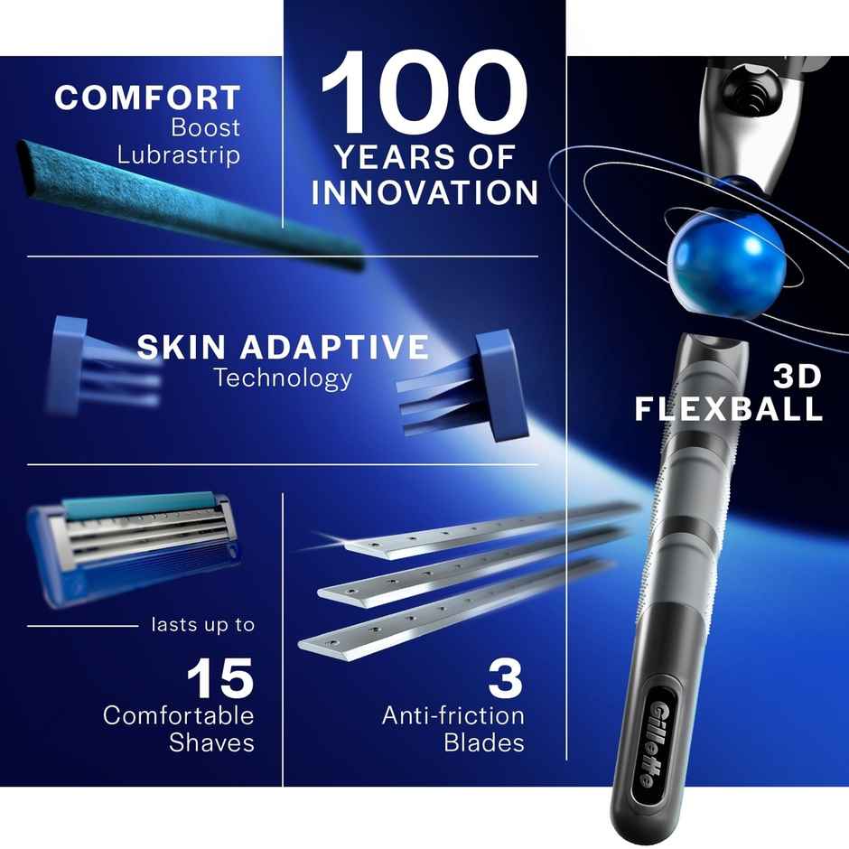 Gillette Mach3 Turbo 3-Bladed Cartridges with Comfort Gel Bar (Pack of 4)