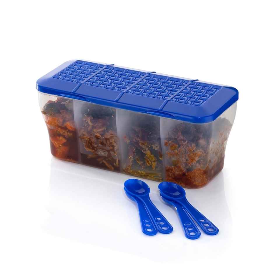 2Mech Kitchen Storage Container With Spoon | 4 Section | Set of 2