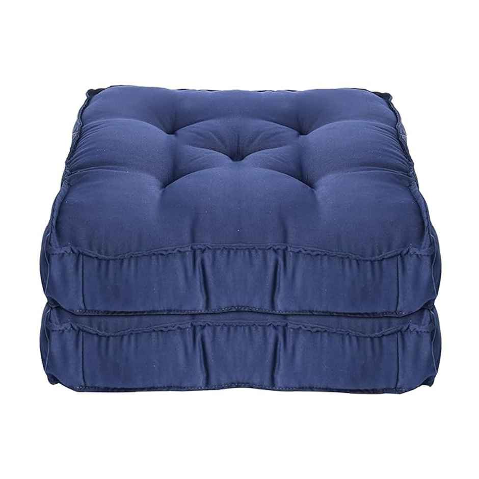 Kuber Industries Pack of 2 Microfiber Square Chair Cushion|Soft & Comfortable Sitting (Navy Blue)