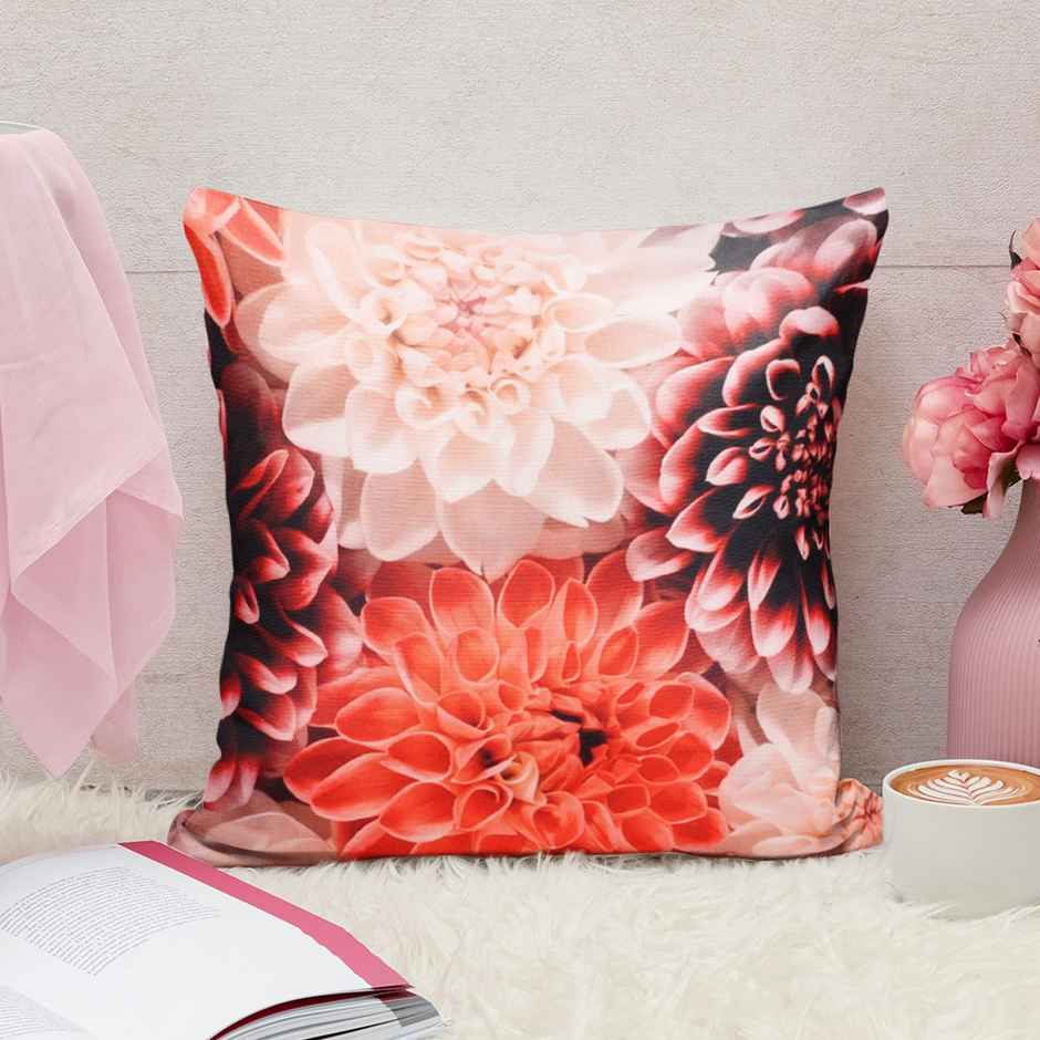 Romee Soft Jute Floral Print Throw Pillow | Cushion Covers 40 x 40cm Set of 5 | Multicolor