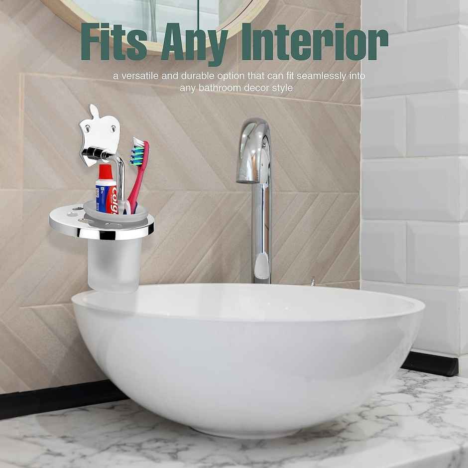 GLOXY Stainless Steel Wall Mounted Toothbrush Holder Toothpaste Stand for Bathroom SS304