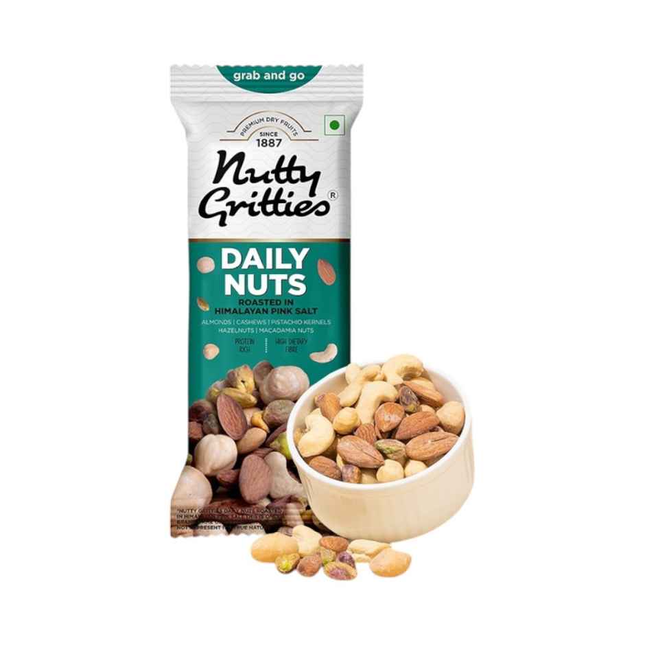 Nutty Gritties Daily Mix Nuts roasted in Himalayan Pink Salt - Macadamias, Hazelnuts, Pistachios, Almonds, Cashews