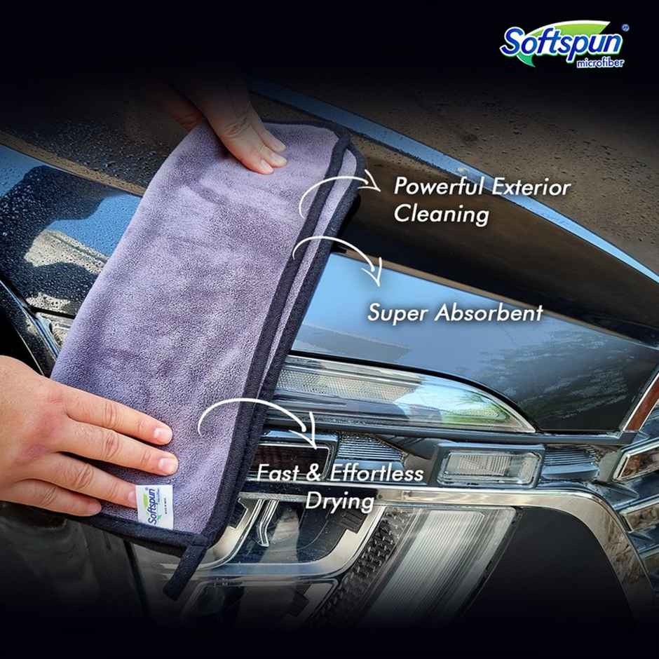 Softspun Microfiber Cleaning Cloth (500 GSM, 35x75cm, 1pc, Grey)
