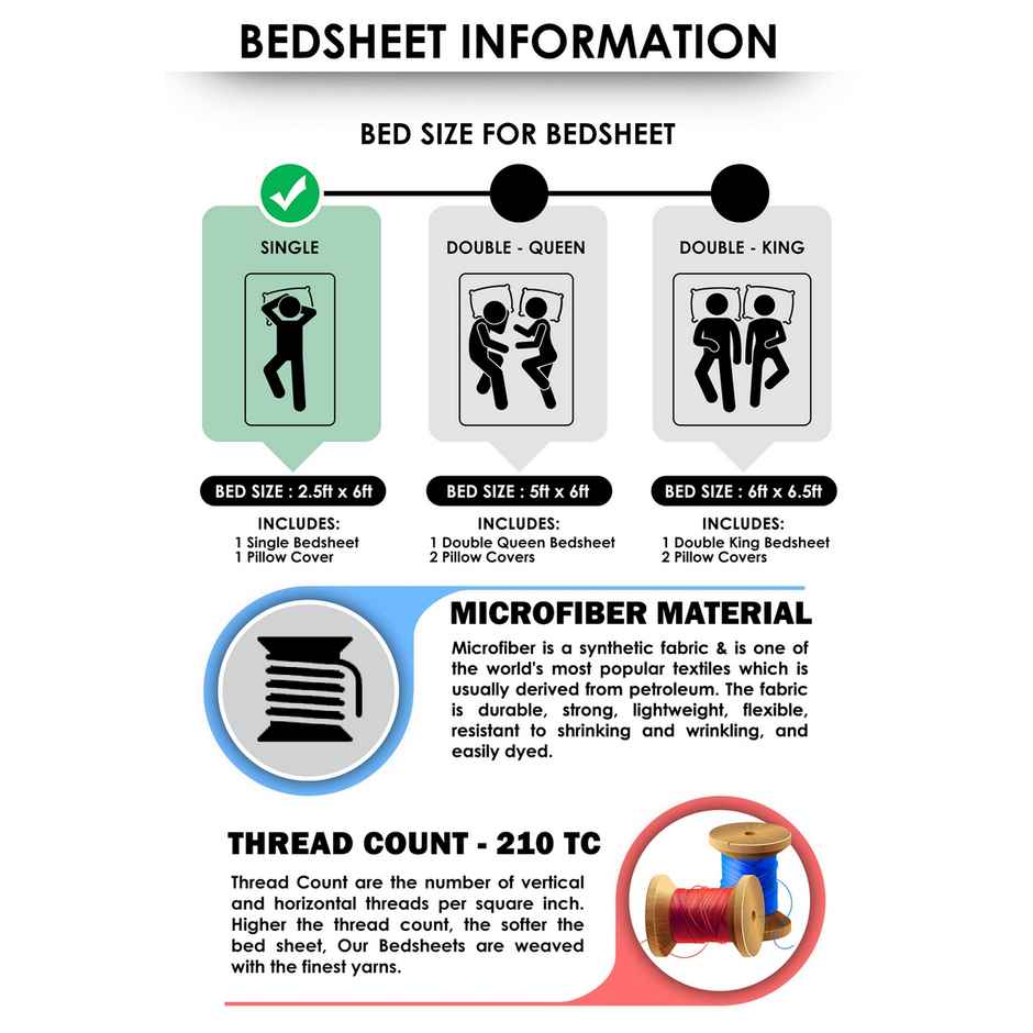 Story@Home 160 TC Microfiber Single Jaipuri Prints Flat Bedsheet | Brown