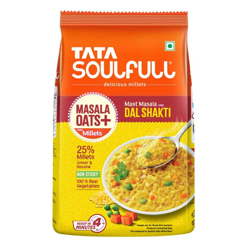 Tata Soulfull Masala Oats+ With Millets Mast Masala With Dal Shakti, 25% Millets, Non-Sticky Oats