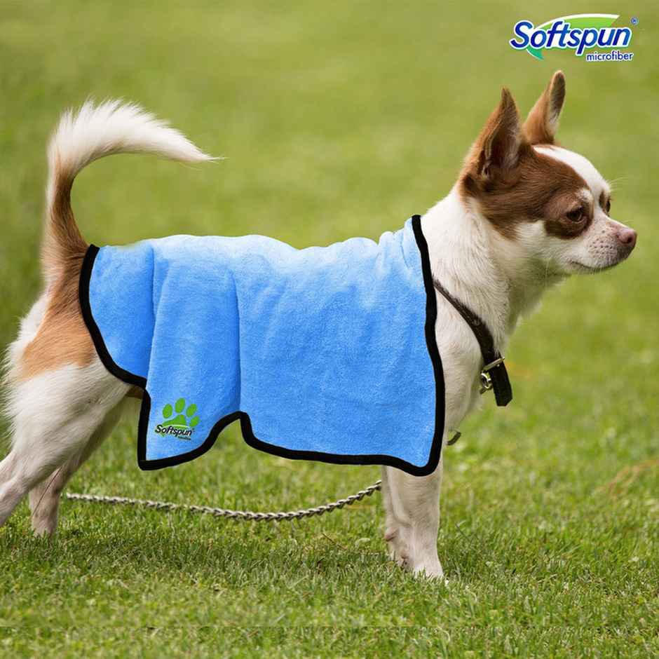 Softspun Microfiber Pet Towel (Small, 380 GSM, 40x60cm, 1pc, Sky Blue)
